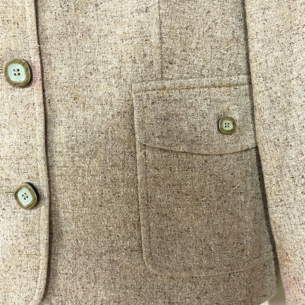 Vintage L.L. Bean Tan Wool/Silk Blazer Jacket Sz MP - Picture 6 of 6